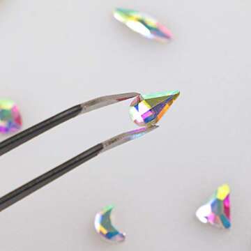 Outuxed 5000pcs Crystal Flatback Rhinestones Round Mixed Size AB Gems Nail Art Flatback Rhinestones with 1 Tweezers for Crafts Face Makeup