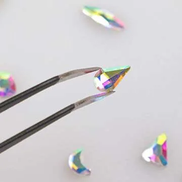 Outuxed 5000pcs Crystal Flatback Rhinestones Round Mixed Size AB Gems Nail Art Flatback Rhinestones with 1 Tweezers for Crafts Face Makeup