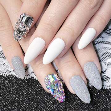 Outuxed 5000pcs Crystal Flatback Rhinestones Round Mixed Size AB Gems Nail Art Flatback Rhinestones with 1 Tweezers for Crafts Face Makeup