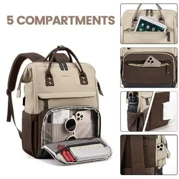 LOVEVOOK Laptop Backpack for Women, 17 Inch Work Business Backpacks Purse with USB Port, Large Capacity Nurse Bag College Bookbag for School, Waterproof Casual Daypack for Travel