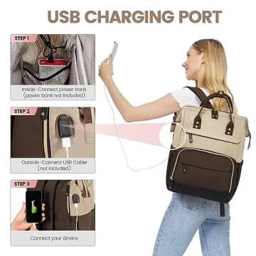 LOVEVOOK Laptop Backpack for Women, 17 Inch Work Business Backpacks Purse with USB Port, Large Capacity Nurse Bag College Bookbag for School, Waterproof Casual Daypack for Travel