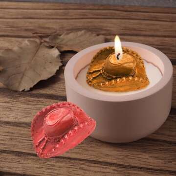 Wehous 2PCS Cowboy Hat Silicone Mold 3D Silicone Mold Cowboy Hat Fondant Chocolate Cake Decoration Mold Cool Resin Candle Mold Soap Candle Making Kit Epoxy Casting Clay Resin Craft Mould