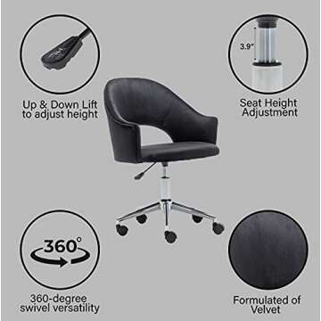 Luxurious BTEXPERT Velvet Swivel Office Chair