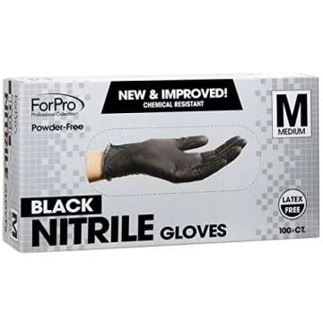 ForPro Professional Collection Disposable Nitrile Gloves, Chemical Resistant, Powder-Free, Latex-Fre...