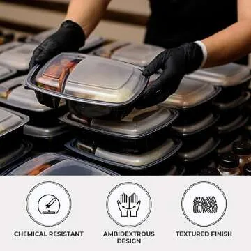 ForPro Professional Collection Disposable Nitrile Gloves, Chemical Resistant, Powder-Free, Latex-Free, Non-Sterile, Food Safe, 4 Mil, Black, Medium, 100-Count