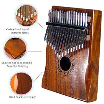 Moozica 17 Keys Kalimba Made of Solid Koa Wood