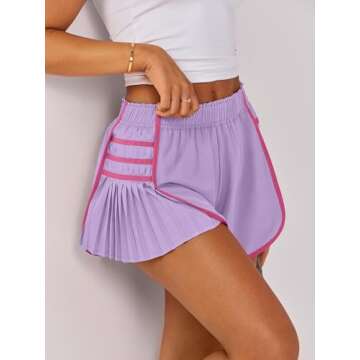 Caracilia Women Running Shorts Flowy Pleated Athletic Shorts Summer High Waisted Tennis Sporty Worko...