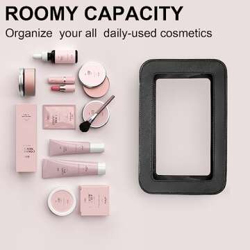 LETGO Clear Makeup Bags, TSA Approved Toiletry Bag with Zipper, Clear Makeup Organizer Fit Carry-on Travel Essentials,Portable Travel Clear Cosmetic Bags Pouch for Women Men (Clear-Black)
