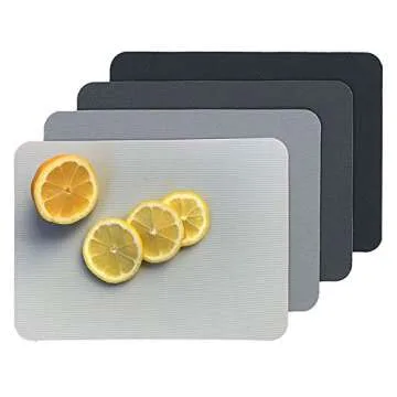Simply Genius Plastic Cutting Boards for Kitchen - Color Coded Chopping Board Set - Flexible Cutting Mats for Meat & Vegetables - Dishwasher Safe, Non-Slip, BPA Free (4-Pack Gray, 8"x11")