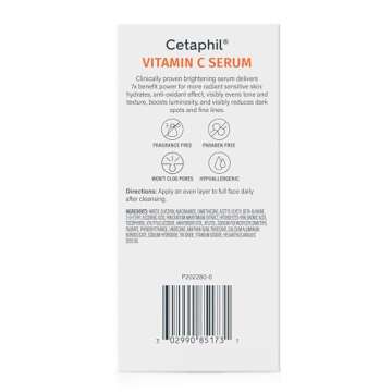 Cetaphil Vitamin C Serum, Visibly Reduces Look of Dark Spots and Hyperpigmentation, Formulated with Niacinamide, Designed for Sensitive Skin, Fragrance Free, Dermatologist Tested, 1oz