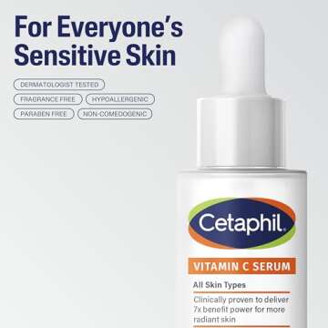 Cetaphil Vitamin C Serum, Visibly Reduces Look of Dark Spots and Hyperpigmentation, Formulated with Niacinamide, Designed for Sensitive Skin, Fragrance Free, Dermatologist Tested, 1oz