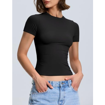 Women's Double Layered Tight Shirt Tops Summer Y2K Style