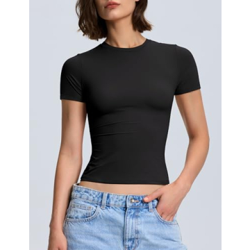 Women's Double Layered Tight Shirt Tops Summer Y2K Style