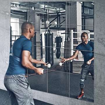 EVENLIVE® Gym Mirrors for Home Gym, 16PCS Glass Wall Mirror Tiles, 12" Full Body Mirror Sticker, Frameless Mirror Panels, for Door Ceiling Candle Tray Wedding Centerpieces for Table, Crafts Set