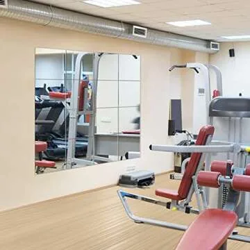 EVENLIVE® Gym Mirrors for Home Gym, 16PCS Glass Wall Mirror Tiles, 12" Full Body Mirror Sticker, Frameless Mirror Panels, for Door Ceiling Candle Tray Wedding Centerpieces for Table, Crafts Set