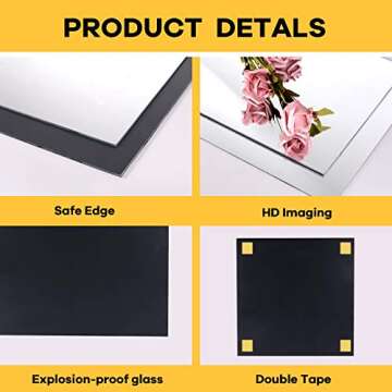 EVENLIVE® Gym Mirrors for Home Gym, 16PCS Glass Wall Mirror Tiles, 12" Full Body Mirror Sticker, Frameless Mirror Panels, for Door Ceiling Candle Tray Wedding Centerpieces for Table, Crafts Set