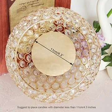 VINCIGANT Gold Crystal Bowl Candle Holders Centerpieces for Dining Room Table/Decoration Candelabra/...