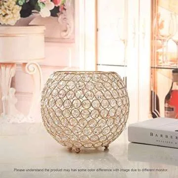 VINCIGANT Gold Crystal Bowl Candle Holders Centerpieces for Dining Room Table/Decoration Candelabra/Gift Boxed/8 Inches Diameter