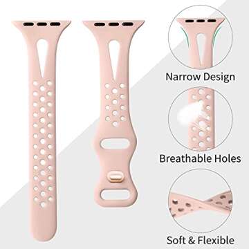 Ouwegaga Compatible with Apple Watch Bands for Women Men, Soft Silicone Slim Sport Strap for Apple Watch 40mm 41mm 38mm 42mm 44mm 45mm 46mm 49mm, iWatch Bands Series 10 9 8 7 6 5 4 3 2 1 Ultra 2/Ultra