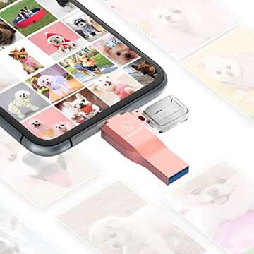 Flash Drive for Phone Photo Stick,Flash Drive USB 3.0 External Storage,3 in 1 Thumb Drive Memory Stick for Phone/Pad/Android/PC/Mac and More Devices