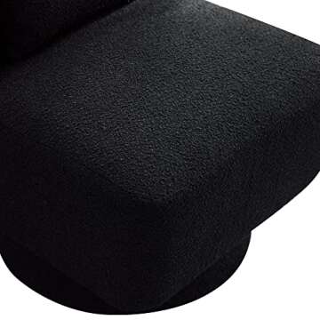 Modern Boucle Upholstered Accent Swivel Barrel Chair w/Pillow, Armless Comfy Leisure Club Lounge Chair with Swivel Round Base Reading Chair for Living Room, Bedroom, Home Office (Black)