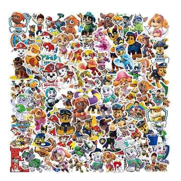 100 Cartoon Stickers Colorful Aesthetic VSCO Vinyl/PVC Waterproof Decals for Water Bottle, Hydroflask, Guitar, Luggage, Phone, Case, Laptop, Skateboard, Gift for Kids, Teens, Boys and Girls (Patrol