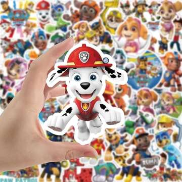 100 Cartoon Stickers Colorful Aesthetic VSCO Vinyl/PVC Waterproof Decals for Water Bottle, Hydroflask, Guitar, Luggage, Phone, Case, Laptop, Skateboard, Gift for Kids, Teens, Boys and Girls (Patrol