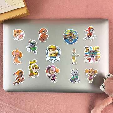 100 Cartoon Stickers Colorful Aesthetic VSCO Vinyl/PVC Waterproof Decals for Water Bottle, Hydroflask, Guitar, Luggage, Phone, Case, Laptop, Skateboard, Gift for Kids, Teens, Boys and Girls (Patrol