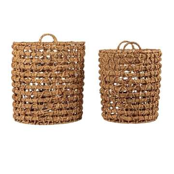Creative Co-Op Round Water Hyacinth Baskets - Set of 2