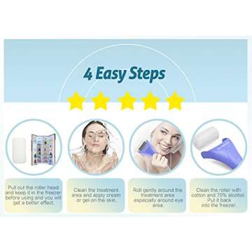 Ice Roller, ESARORA Ice Roller for Face & Eye, Puffiness, Migraine, Pain Relief and Minor Injury, Skin Care Products with 2 Roller (1 Plastic Roller & 1 Stainless Steel Roller)