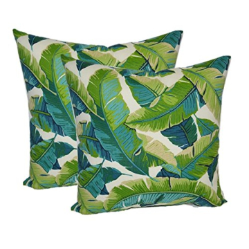 Resort Spa Home Decor Square Throw Pillows Set of 2 | 17"x 17"| All-Weather Spun Fabric | Water and ...