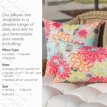 Resort Spa Home Decor Square Throw Pillows Set of 2 | 17"x 17"| All-Weather Spun Fabric | Water and Fade-Resistant | Outdoor Accent Pillows for Patio Furniture | Balmoral Opal