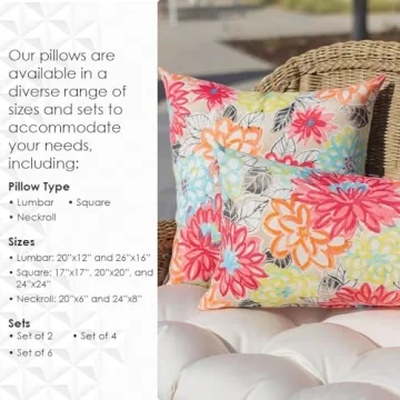 Resort Spa Home Decor Square Throw Pillows Set of 2 | 17"x 17"| All-Weather Spun Fabric | Water and Fade-Resistant | Outdoor Accent Pillows for Patio Furniture | Balmoral Opal