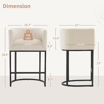Modern Barrel Counter Stools Set of 2 - LUE BONA