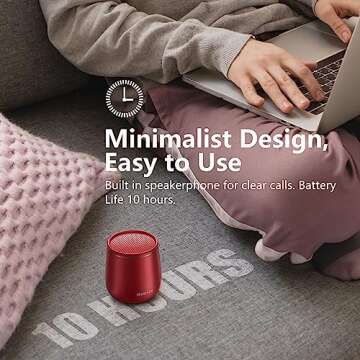 INSMY Small Bluetooth Speaker, Waterproof Mini Portable Wireless Speaker, Punchy Bass Rich Audio Stereo Pairing, Handheld Pocket Size, Built in Mic for Hiking Biking Gift Laptop Tablet (Red)