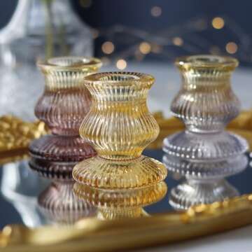 WDHODEC Orange Candlestick Candle Holders 12PCS Glass Taper Candle Holders for Table Centerpiece Col...