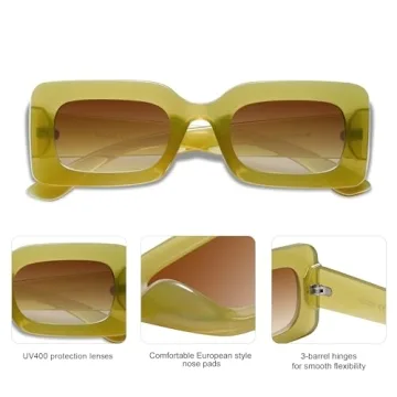 SOJOS Retro 90s Nude Rectangle Sunglasses UV400 Protection