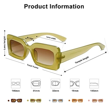 SOJOS Retro 90s Nude Rectangle Sunglasses UV400 Protection