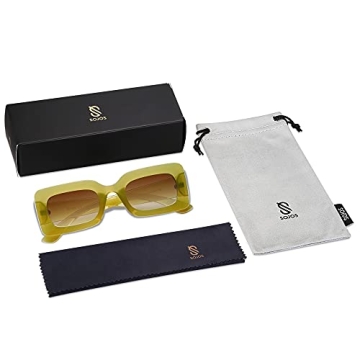 SOJOS Retro 90s Nude Rectangle Sunglasses UV400 Protection