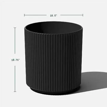 Veradek Mason Series Demi Planter - Large Round Planter for Indoor or Outdoor Patio/Balcony | Made from Plastic & Concrete with Drainage Holes | Modern Décor for Flowers, Trees, Tall Plants