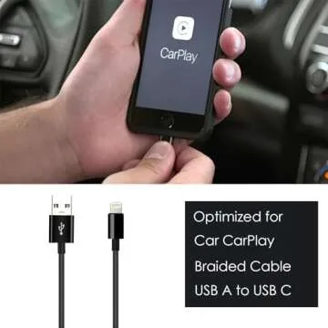 iPhone 15/16 Car Carplay Cable, USB A to USB C Cable for iPhone 15/16, 15/16 Pro Max, 15/16 Plus, iPad 10th Gen, iPad Pro 12.9/11, Air 5th/4th Gen,Mini 6th Gen Charger Cord, Car Charging Cable(Black)