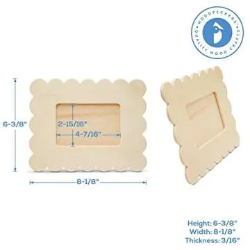 Scalloped Wooden Picture Frames for Crafts and Decorating, 6-3/8 Inch by 8-1/3 Inch, 3/16 Inch Thick, Pack of 5 Frames by Woodpeckers