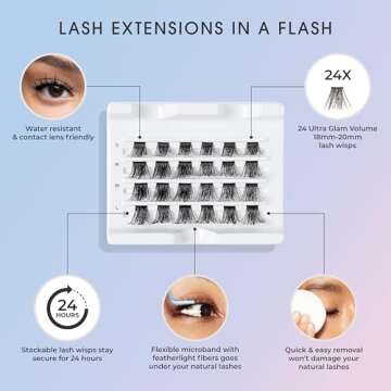 KISS FALSCARA False Eyelashes WISPS Multipack, Extra Drama, DIY, Natural, Ultra Glam, Invisible, Rewearable 3x, Buildable & Customizable, Easy To Apply, Split Lash Tip | 24 Wisps