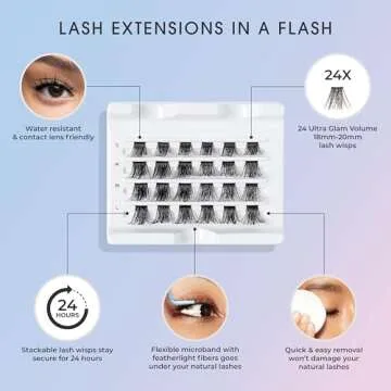 KISS FALSCARA False Eyelashes WISPS Multipack, Extra Drama, DIY, Natural, Ultra Glam, Invisible, Rewearable 3x, Buildable & Customizable, Easy To Apply, Split Lash Tip | 24 Wisps