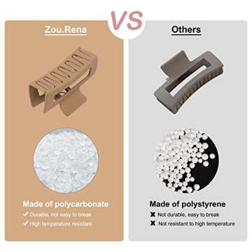 Zou.Rena Hair Claw Clips for Women Long Thick Hair 4.3 Inch, Large Hair Clips for Girls Non-Slip 8 Pieces Hold Hair Perfectly