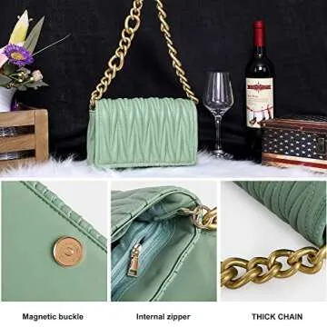 Montana West Quilted Evening Handbags for Women Crossbody Bags Trendy Small Purses and Top Handle Handbags MWC-060AGN