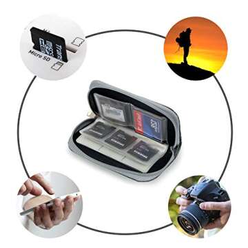 SD Card Holder,SD Card Case,Memory Card Case - 24 Slots Fits up to SD x 18,CF x 4 - for Storage and Travel，SHOOTING (Grey)
