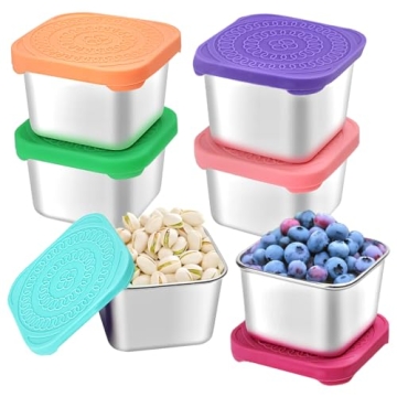 HTEVW 6Pack 6oz Stainless Steel Snack Containers for Kids