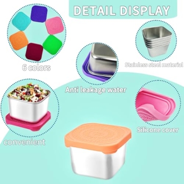 HTEVW 6Pack 6oz Stainless Steel Snack Containers for Kids