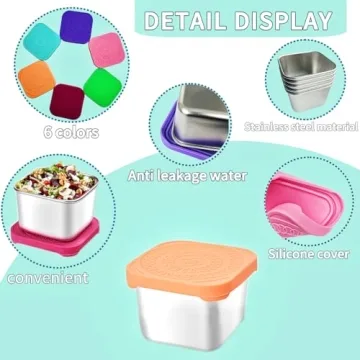 HTEVW 6Pack 6oz Stainless Steel Snack Containers for Kids